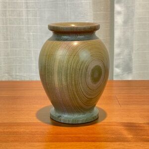 VTG Carved Stone Marble Miniature Bud Vase 4” Tall Green Earth Tone Natural